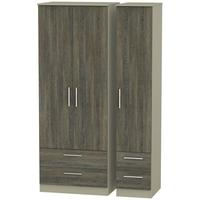 contrast panga and mushroom triple wardrobe tall with drawer