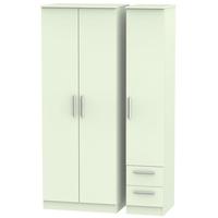 Contrast Vanilla Triple Wardrobe - Tall Plain with 2 Drawer