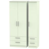 Contrast Vanilla Triple Wardrobe - Tall with Drawer