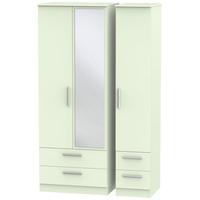 contrast vanilla triple wardrobe tall with drawer and mirror