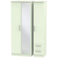 Contrast Vanilla Triple Wardrobe - Tall with Mirror and 2 Drawer