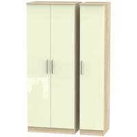 contrast high gloss cream and bardolino triple wardrobe tall plain