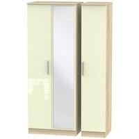 contrast high gloss cream and bardolino triple wardrobe tall with mirr ...