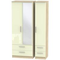 contrast high gloss cream and bardolino triple wardrobe tall with draw ...