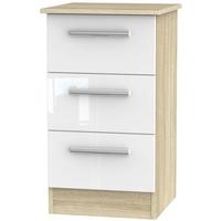 contrast high gloss white and bardolino bedside cabinet 3 drawer locke ...