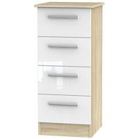 Contrast High Gloss White and Bardolino Chest of Drawer - 4 Drawer Locker