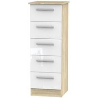 Contrast High Gloss White and Bardolino Chest of Drawer - 5 Drawer Locker