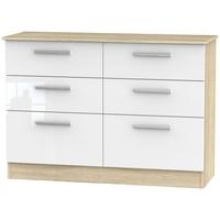 Contrast High Gloss White and Bardolino Chest of Drawer - 6 Drawer Midi