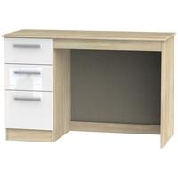 Contrast High Gloss White and Bardolino Desk - 3 Drawer