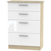 contrast high gloss white and bardolino chest of drawer 4 drawer deep