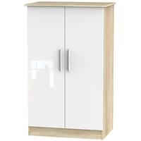 Contrast High Gloss White and Bardolino Wardrobe - 2ft 6in Plain Midi