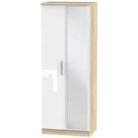 contrast high gloss white and bardolino wardrobe tall 2ft 6in with mir ...