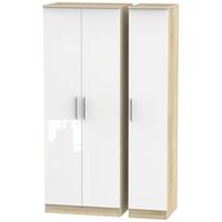 contrast high gloss white and bardolino triple wardrobe tall plain