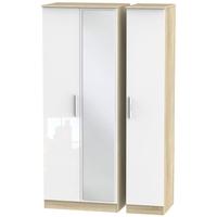 contrast high gloss white and bardolino triple wardrobe tall with mirr ...