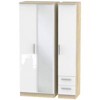 contrast high gloss white and bardolino triple wardrobe tall with mirr ...