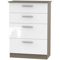 Contrast High Gloss White and Toronto Chest of Drawer - 4 Drawer Deep