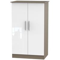 Contrast High Gloss White and Toronto Wardrobe - 2ft 6in Plain Midi