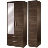 Contrast High Gloss Triple Wardrobe - Tall with 2 Drawer and Mirror