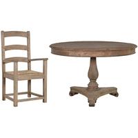 Colonial Reclaimed Pine Dining Set - Drum Top with 4 Carver Chairs