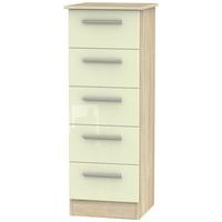 Contrast High Gloss Cream and Bardolino Chest of Drawer - 5 Drawer Locker