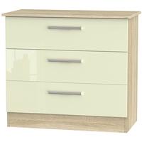 Contrast High Gloss Cream and Bardolino Chest of Drawer - 3 Drawer