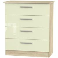 Contrast High Gloss Cream and Bardolino Chest of Drawer - 4 Drawer