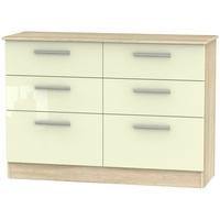 contrast high gloss cream and bardolino chest of drawer 6 drawer midi