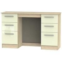 contrast high gloss cream and bardolino dressing table knee hole doubl ...