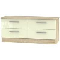 Contrast High Gloss Cream and Bardolino Bed Box - 4 Drawer