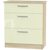 contrast high gloss cream and bardolino chest of drawer 3 drawer deep