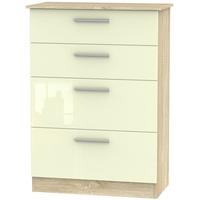 contrast high gloss cream and bardolino chest of drawer 4 drawer deep