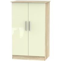 Contrast High Gloss Cream and Bardolino Wardrobe - 2ft 6in Plain Midi