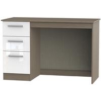 Contrast High Gloss White and Toronto Desk - 3 Drawer