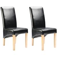 Cornell Dining Chair - Black Bonded Leather with Antique Leg (Pair)