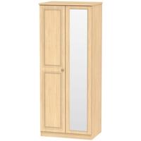 Corrib Light Oak Wardrobe - 2ft 6in with 2 Drawer and Mirror