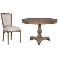 Colonial Reclaimed Pine Dining Set - Drum Top with 4 Classic Chairs