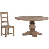 Colonial Reclaimed Pine Dining Set - Round with 4 Chairs