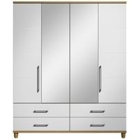 Corsica White Centre Mirrored Gents Wardrobe - 4 Door 4 Drawer