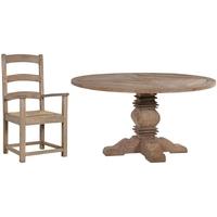 Colonial Reclaimed Pine Dining Set - Round with 4 Carver Chairs