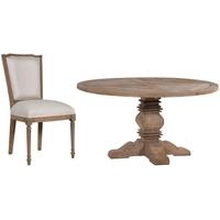 Colonial Reclaimed Pine Dining Set - Round with 4 Classic Chairs