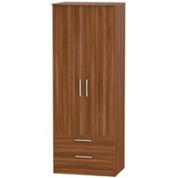 contrast noche walnut wardrobe tall 2ft 6in with 2 drawer