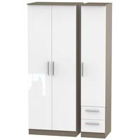 contrast high gloss white and toronto triple wardrobe tall plain with  ...