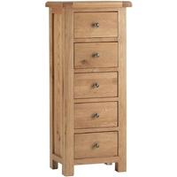 Corndell Lovell Oak 5 Narrow Chest of Drawer