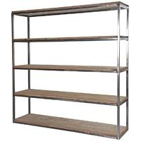 Colonial Reclaimed Pine and Metal Large Open Shelf Unit