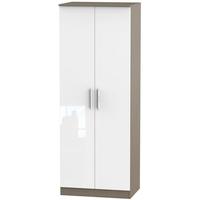 contrast high gloss white and toronto wardrobe tall 2ft 6in plain