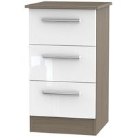 contrast high gloss white and toronto bedside cabinet 3 drawer locker