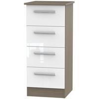 Contrast High Gloss White and Toronto Chest of Drawer - 4 Drawer Locker