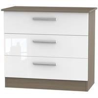 Contrast High Gloss White and Toronto Chest of Drawer - 3 Drawer