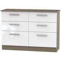 contrast high gloss white and toronto chest of drawer 6 drawer midi