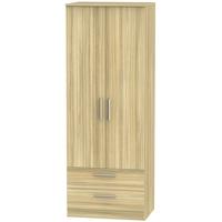 Contrast Cocobolo Wardrobe - Tall 2ft 6in with 2 Drawer